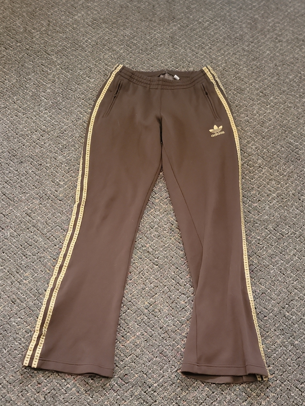 adidas  Brown Sweatpants with Yellow Side Tape